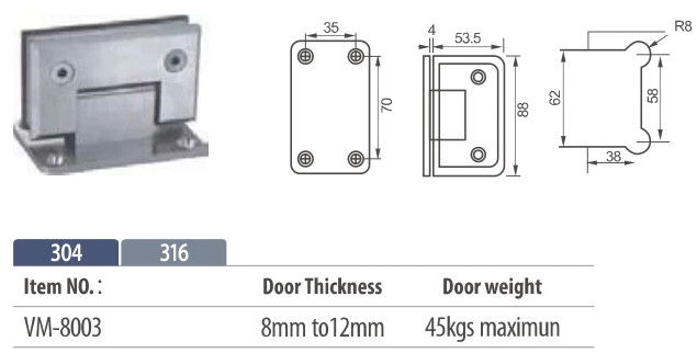 316 GLASS HINGE WALL TO GLASS 90 DEGREE FOR BATHROOM(图1)