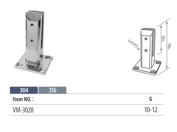 316L SATIN FINISH SQUARE GLASS SPIGOT Wholesale(图1)