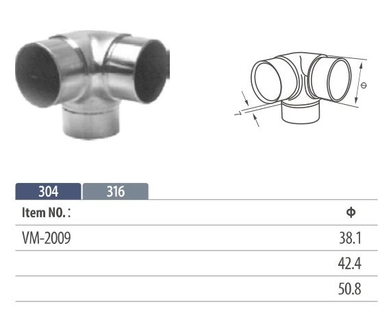 SATIN FINISH THREE WAY STAINLESS STEEL TUBE CONNECTOR WHOLESALE(图1)